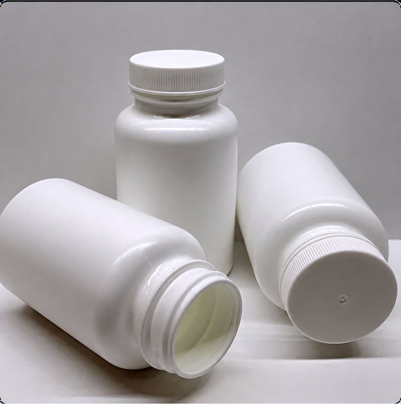 Generic white supplement bottles